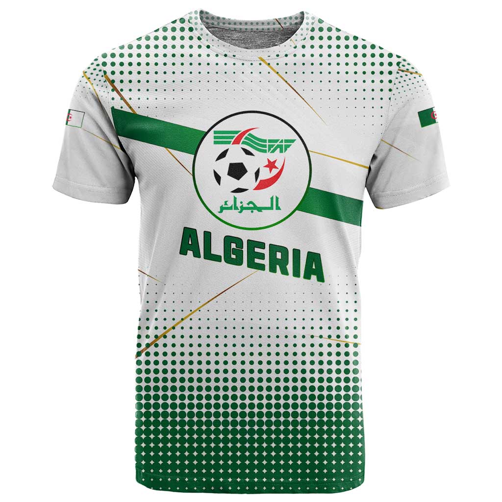 Algeria Soccer T shirt with Desert Warriors Text and National Flag Design TS04