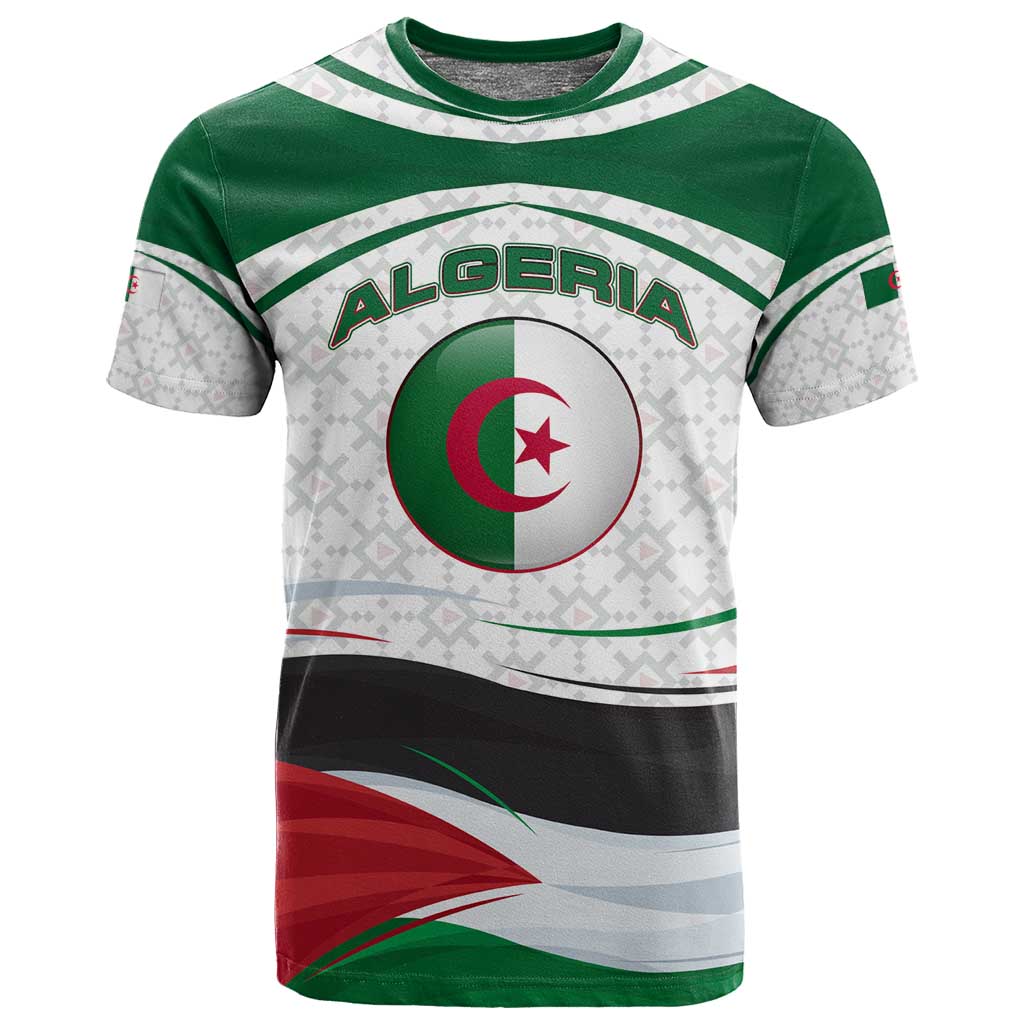 Algeria T shirt with National Flag and Coat of Arms Crest Design TS04