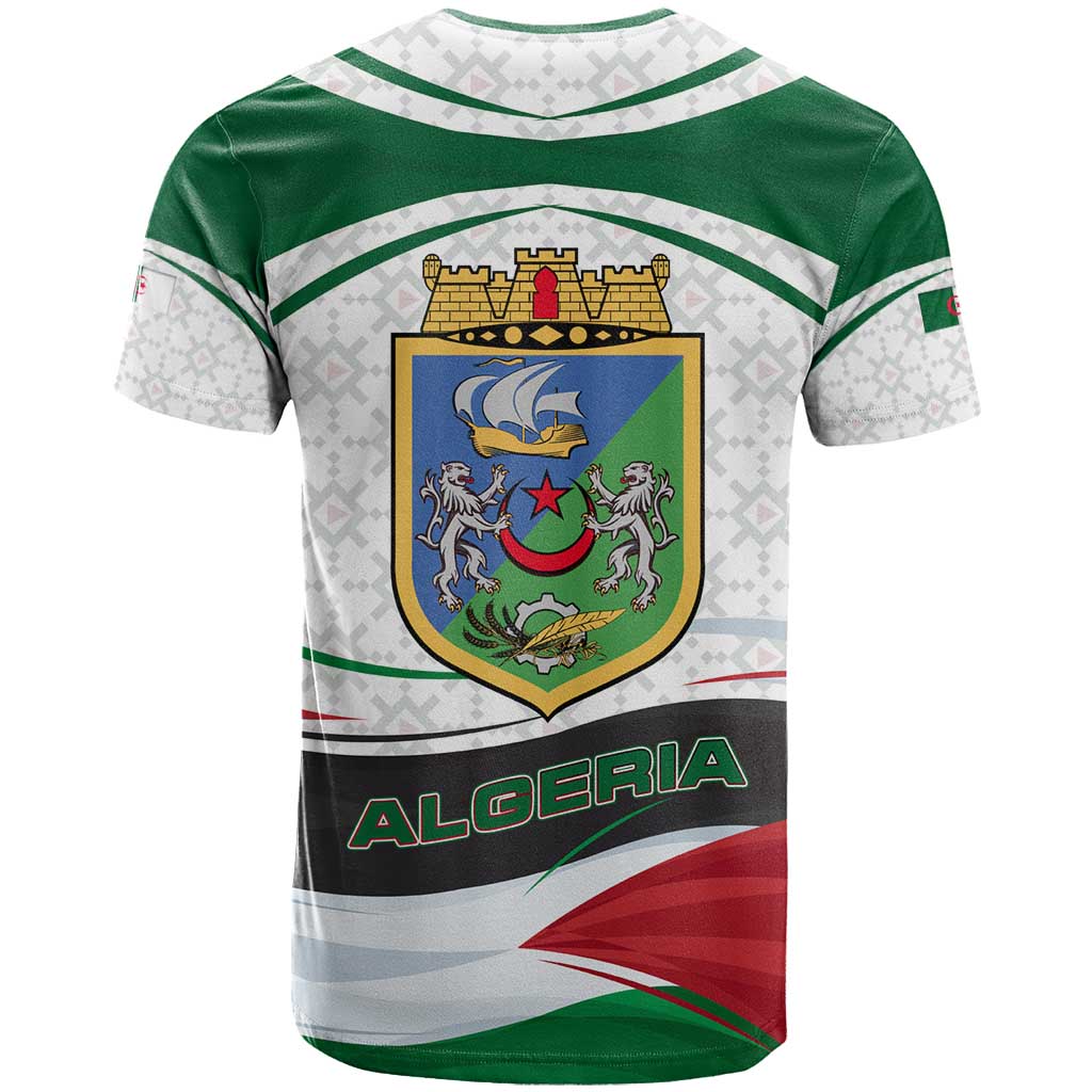 Algeria T shirt with National Flag and Coat of Arms Crest Design TS04