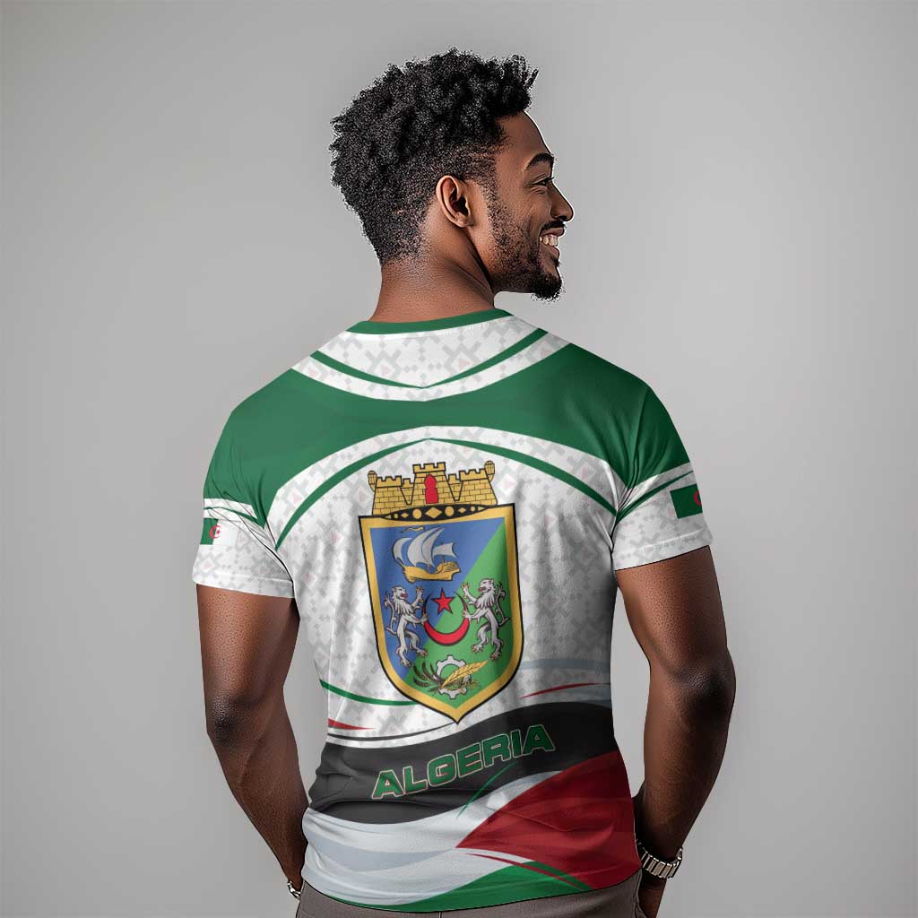 Algeria T shirt with National Flag and Coat of Arms Crest Design TS04