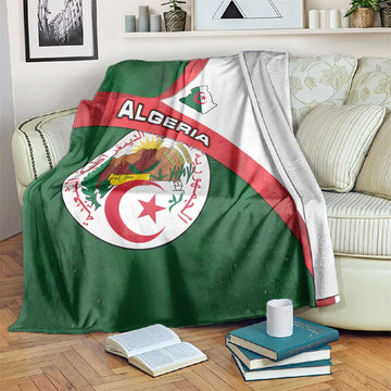 Algeria Blanket with National Emblem and Map Design TS04