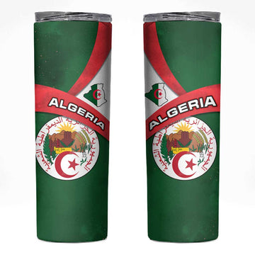 Algeria Skinny Tumbler with National Emblem and Map Design TS04