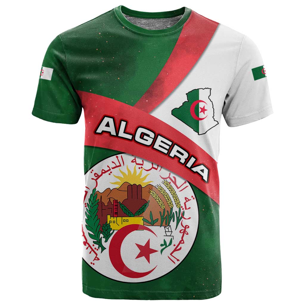 Algeria T shirt with National Emblem and Map Design TS04