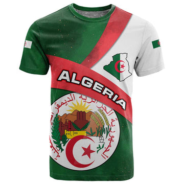 Algeria T shirt with National Emblem and Map Design TS04