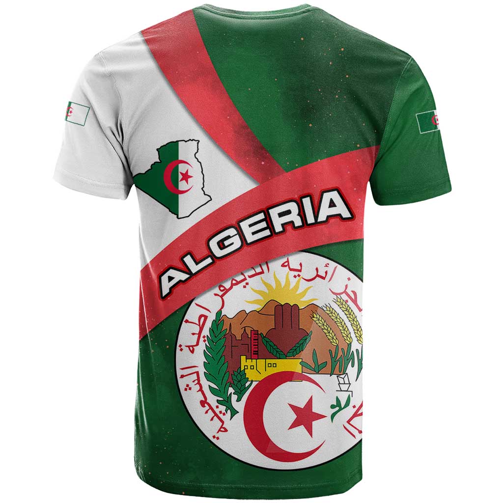 Algeria T shirt with National Emblem and Map Design TS04