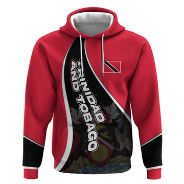 Trinidad and Tobago Flag Crest Design Hoodie with Bold Red Black Diagonal Layout TS04