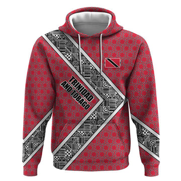 Trinidad and Tobago Flamingos Sunset Hoodie with Tribal Masks and Red Star Pattern TS04