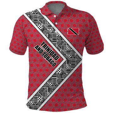 Trinidad and Tobago Flamingos Sunset Polo Shirt with Tribal Masks and Red Star Pattern TS04
