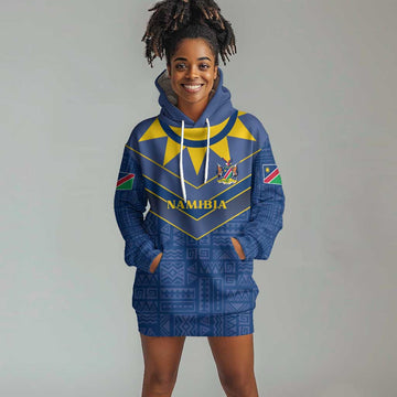 Namibia Yellow Sun Hoodie Dress Sporty Style with Traditional Patterns TS04