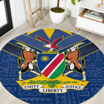 Namibia Yellow Sun Round Carpet Sporty Style with Traditional Patterns TS04