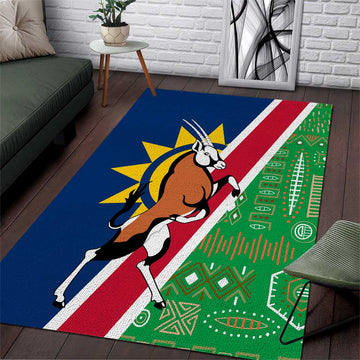 Namibia Gemsbok Area Rug Flag Design with African Patterns TS04