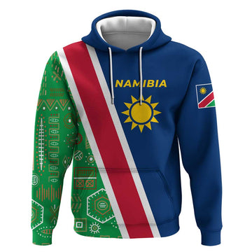 Namibia Flag Hoodie Detailed Design with Traditional Patterns TS04