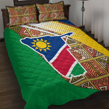 Afro Namibia Map Quilt Bed Set National Emblem and Cultural Motif Design TS04