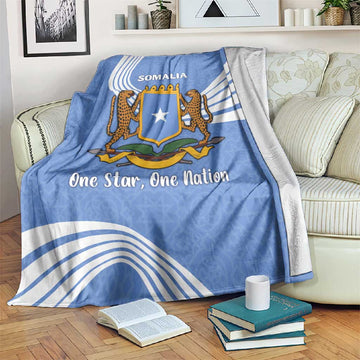 Somalia Blanket with Coat of Arms One Star One Nation Blue White Spirit TS04