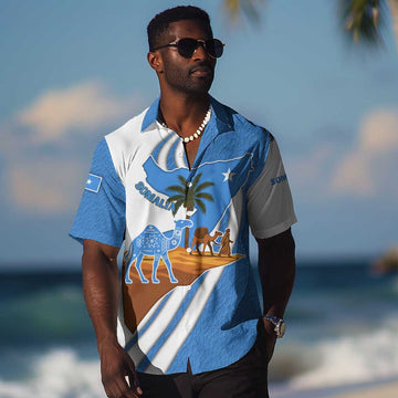 Somalia Hawaiian Shirt with Camel Desert Map Palm Tree Heritage Spirit TS04