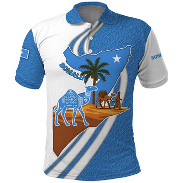 Somalia Polo Shirt with Camel Desert Map Palm Tree Heritage Spirit TS04