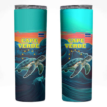 Cape Verde Skinny Tumbler with Loggerhead Sea Turtle Ocean Sunset Spirit TS04