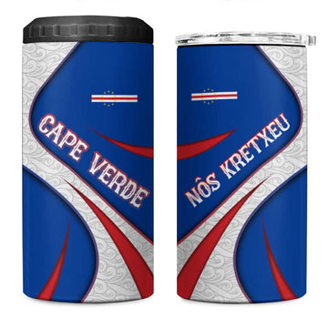 Cape Verde 4 in 1 Can Cooler Tumbler with Blue Red Flag Nós Kretxeu Spirit TS04