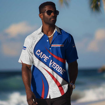Cape Verde Hawaiian Shirt with Blue Red Flag Nós Kretxeu Spirit TS04
