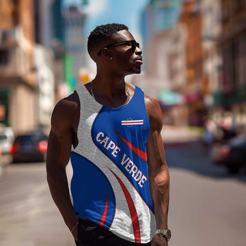Cape Verde Men Tank Top with Blue Red Flag Nós Kretxeu Spirit TS04
