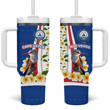 Cape Verde Tumbler With Handle Kingfisher Bird Floral Flag Spirit TS04