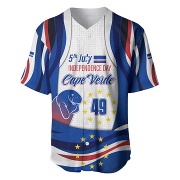 Cape Verde Baseball Jersey with Independence Day 5th July Flag Celebration Spirit TS04