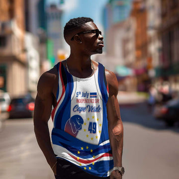 Cape Verde Men Tank Top with Independence Day 5th July Flag Celebration Spirit TS04