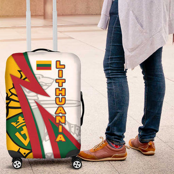 Lithuania Flag Colors Luggage Cover with Vytis Knight Design and Bold Lightning Motif TS04