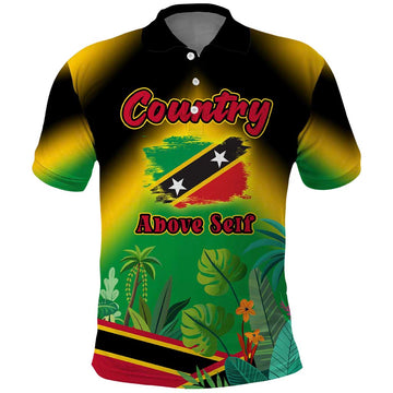 Saint Kitts and Nevis Polo Shirt with Coat of Arms and Flag Pattern Design TS04