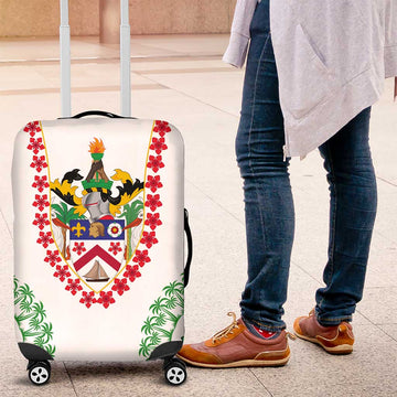 Saint Kitts and Nevis Luggage Cover with Vibrant Flag Colors and Hibiscus Flower Design TS04
