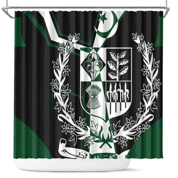Pakistan Emblem Shower Curtain Eagle-Shaped Design with National Symbol TS04