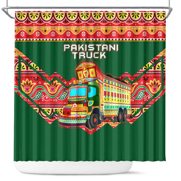 Pakistan Truck Art Shower Curtain National Emblem & Traditional Patterns TS04