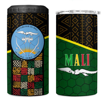 Mali Map 4 in 1 Can Cooler Tumbler Vulture in Gliding Flight - African Patterns Design TS04