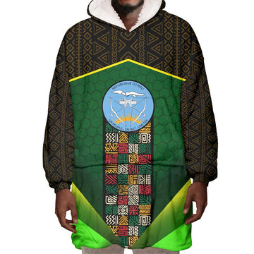 Mali Map Wearable Blanket Hoodie Vulture in Gliding Flight - African Patterns Design TS04