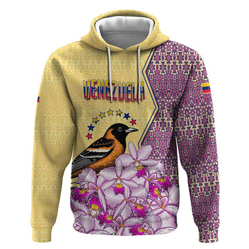 Venezuela Hoodie with National Bird Orchid Flower Coat of Arms Spirit TS04