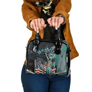 Street Art Liberty Shoulder Handbag with Graffiti Print and Cartoon Statue of Liberty TS04