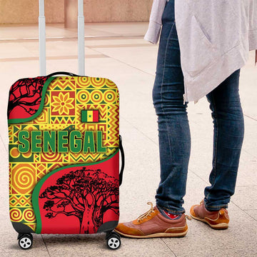 Senegal Luggage Cover with Baobab Tree and African Tribal Pattern Design TS04