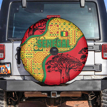 Senegal Spare Tire Cover with Baobab Tree and African Tribal Pattern Design TS04