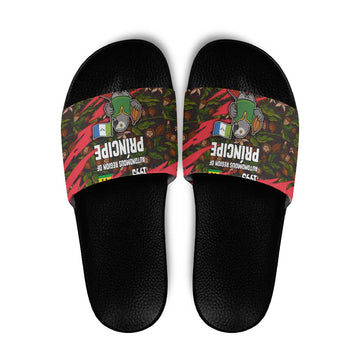 Principe Autonomous Region Slide Sandals with Parrot Cacao and 1995 Flag Design TS04