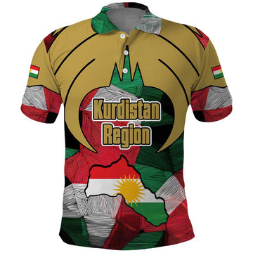 Kurdistan Region Iraq Polo Shirt Eagle Emblem Red Green Black TS04