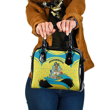 Bahamas Flag Shoulder Handbag with National Coat of Arms and Sea Turtle Design TS04