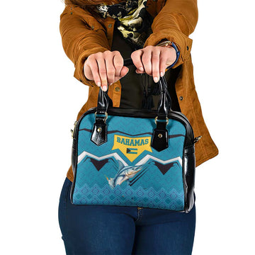 Bahamas Shoulder Handbag with Blue Marlin Fish Tribal Chevron Flag Spirit TS04