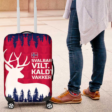 Norway Svalbard Luggage Cover with Reindeer Silhouette Forest and Norwegian Flag TS04