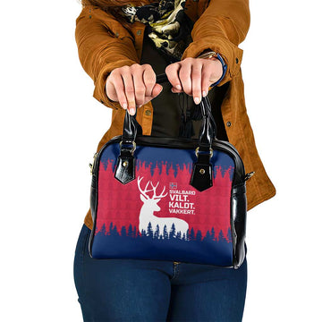 Norway Svalbard Shoulder Handbag with Reindeer Silhouette Forest and Norwegian Flag TS04