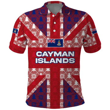 Cayman Islands Christmas Polo Shirt Xmas Pattern and Coat of Arms TS04