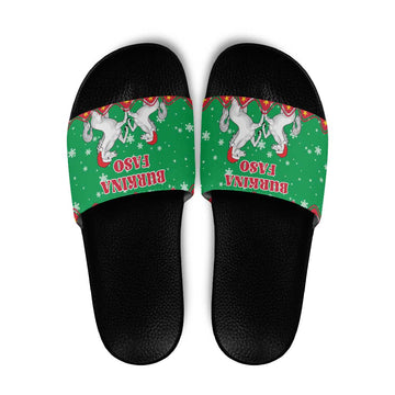 Christmas Burkina Faso Slide Sandals Snowflake Horses and Coat of Arms TS04