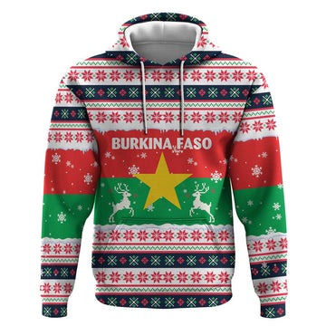 Christmas Burkina Faso Hoodie Reindeer Star Design TS04