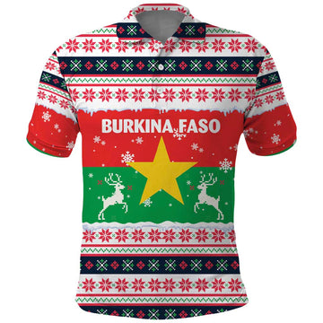 Christmas Burkina Faso Polo Shirt Reindeer Star Design TS04