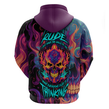 Colorful Fire Skull Hoodie I'm not rude i just have the balls to say what everyone else is Thingking TS04