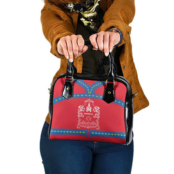 Mongolia Shoulder Handbag with Soyombo Dragon Sun Red Blue Tradition Spirit TS04
